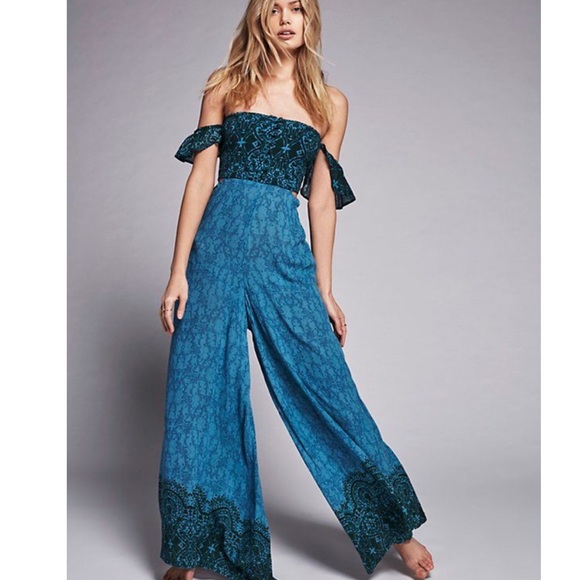 Free People Midsummers Dream Romper. Blue. Small - Picture 2 of 7